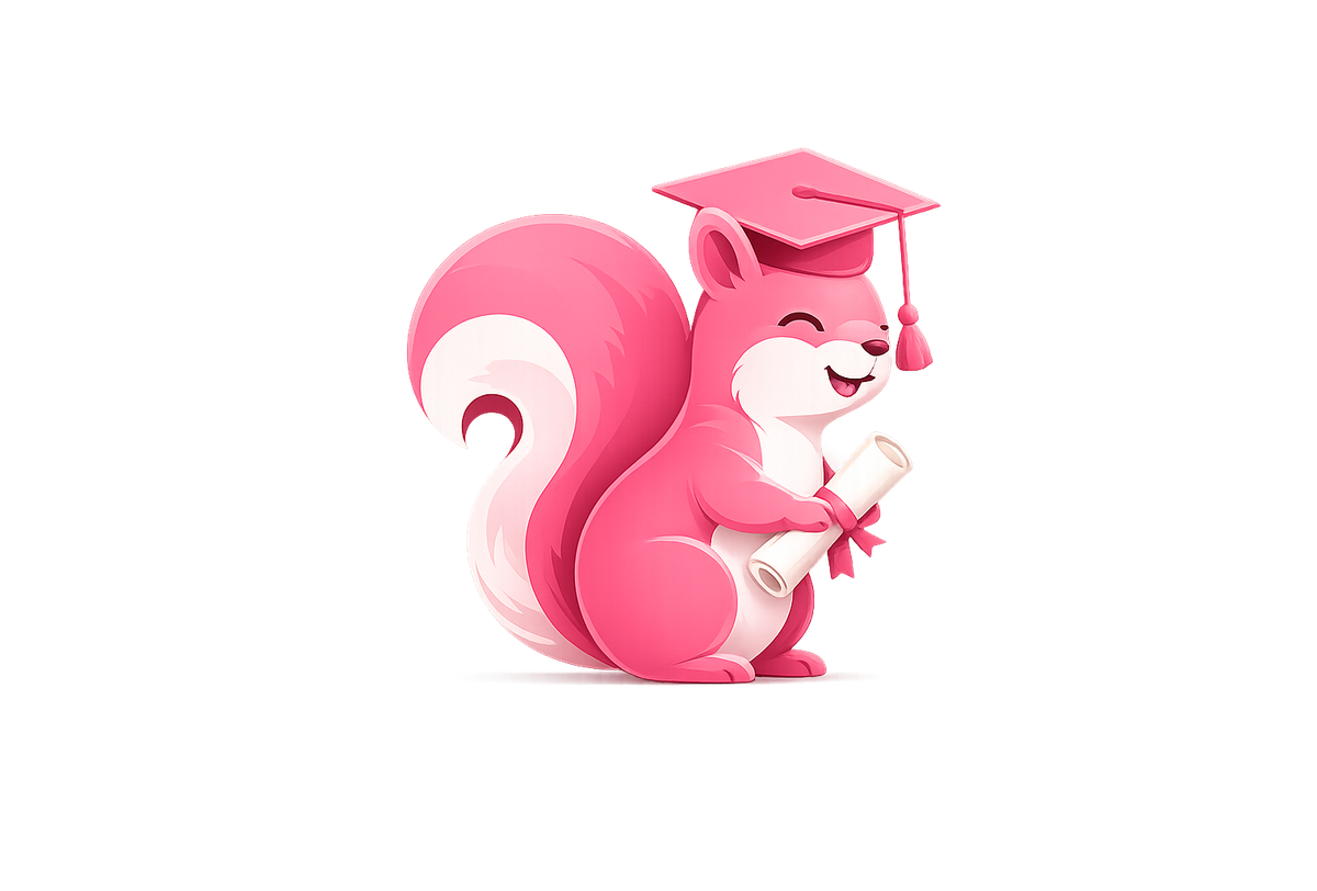 Талисман SquirrelEdu — белка с дипломом